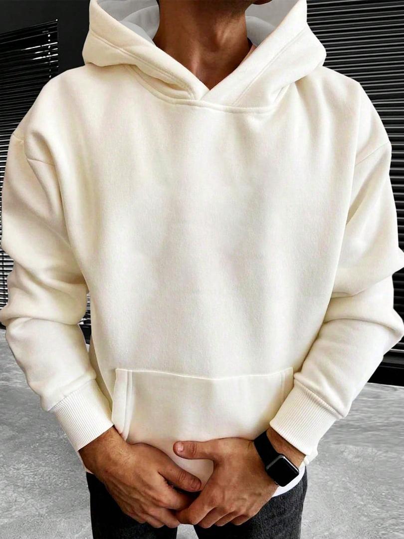 Sweat à capuche homme uni à cordon de serrage et poche avant 6
