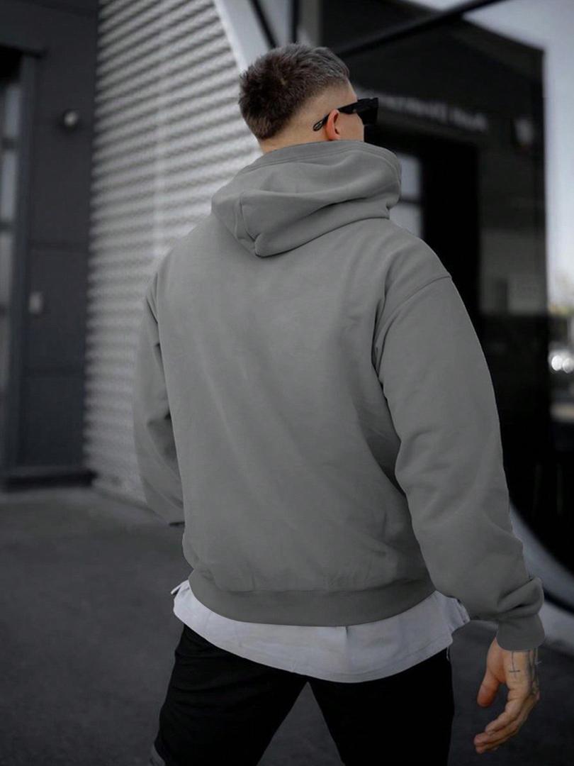 Sweat à capuche homme uni à cordon de serrage et poche avant 8