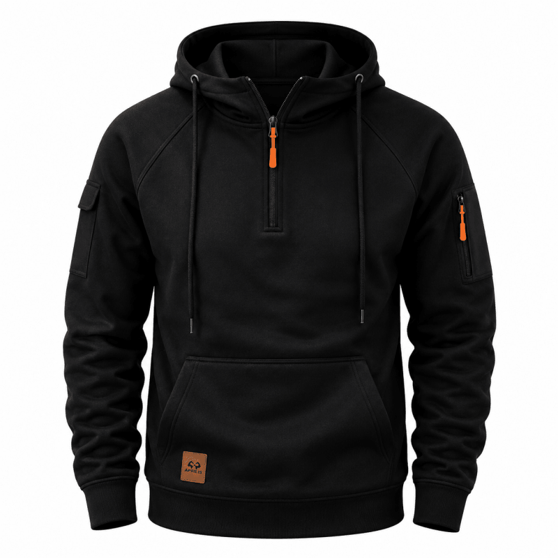Sweat à capuche homme zippé à poche sur manche et doublure douillette 2