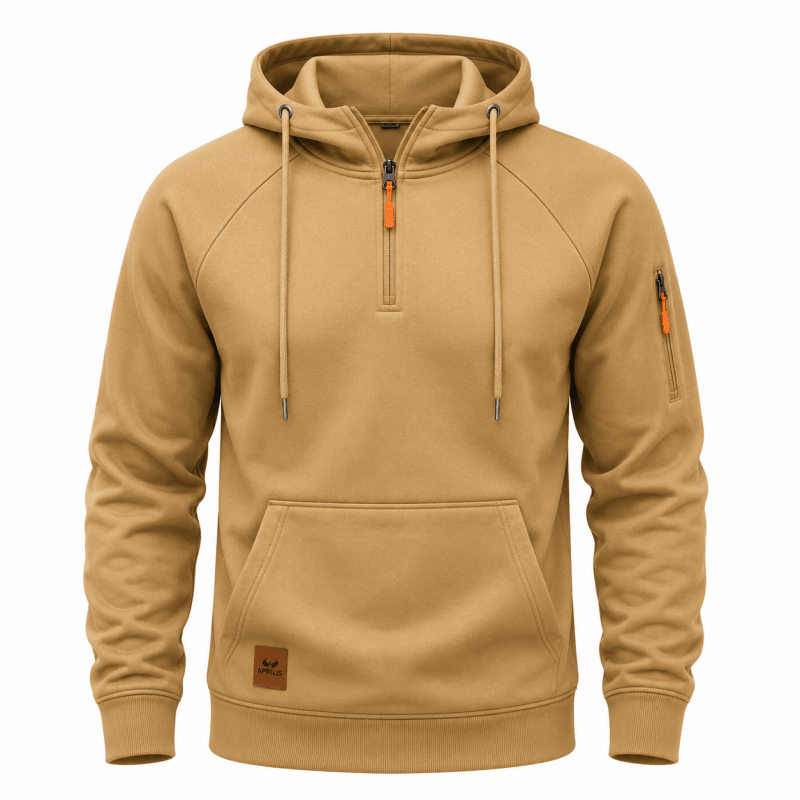 Sweat à capuche homme zippé à poche sur manche et doublure douillette 4