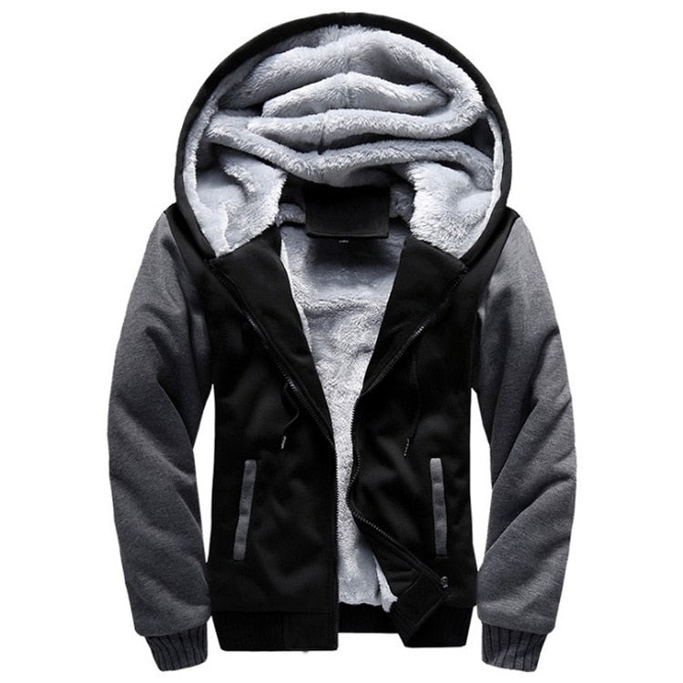 Sweat à capuche homme zippé doublé polaire à poignets côtelés 1
