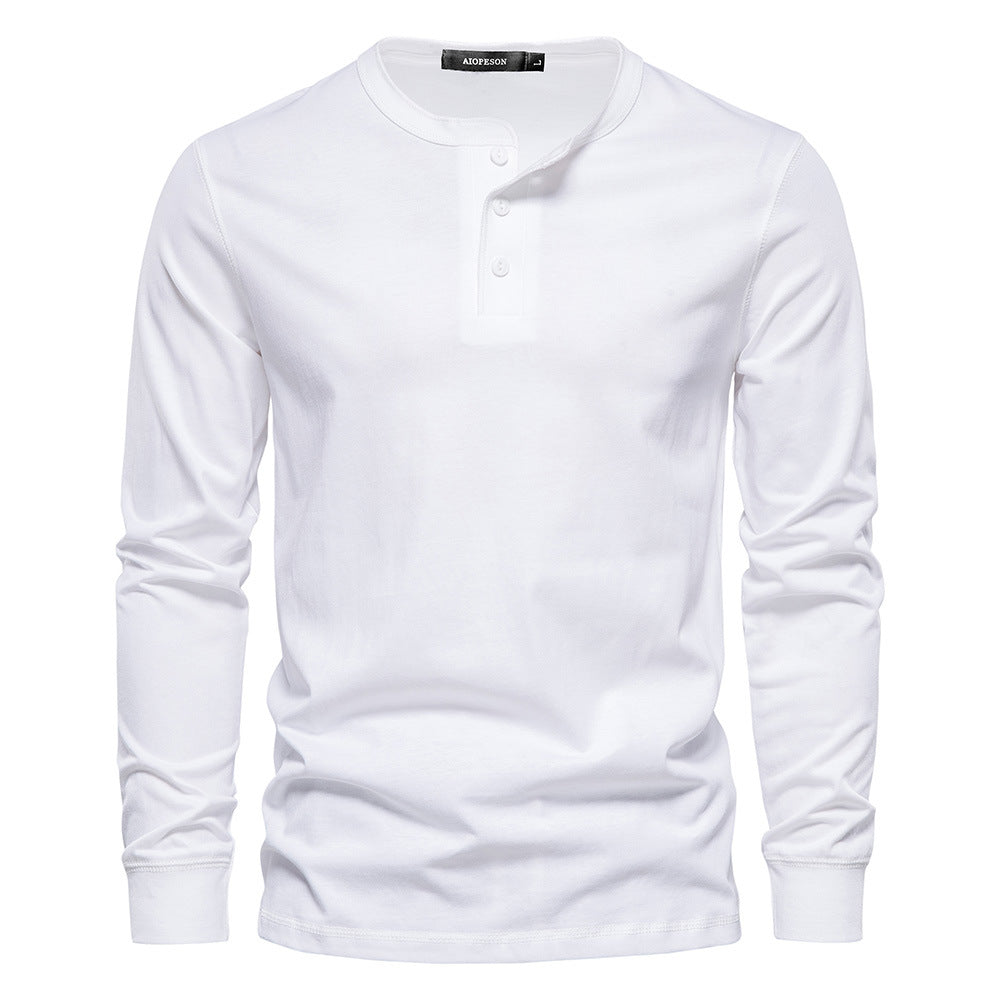 T-shirt homme en maille col mao boutonné manches longues 2