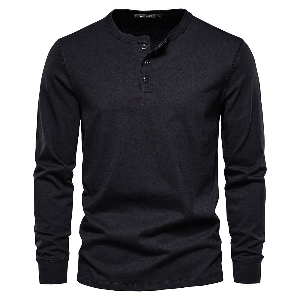 T-shirt homme en maille col mao boutonné manches longues 3