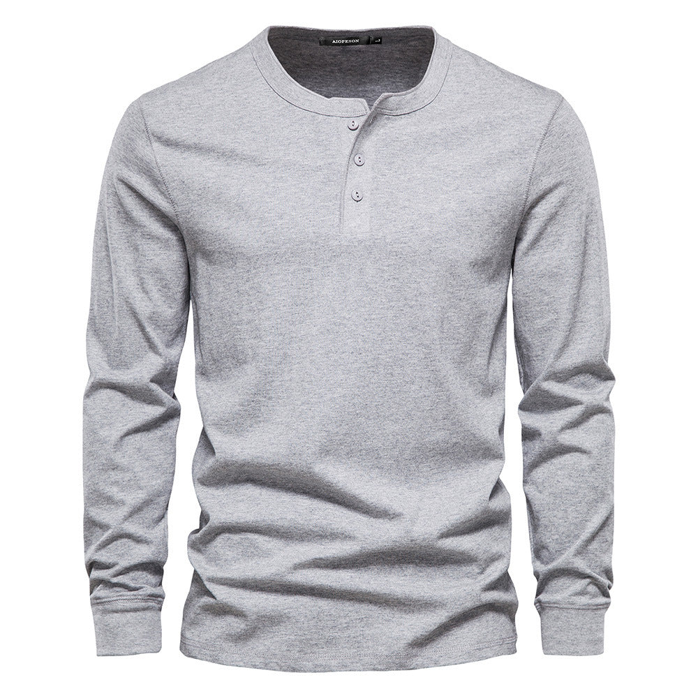 T-shirt homme en maille col mao boutonné manches longues 4