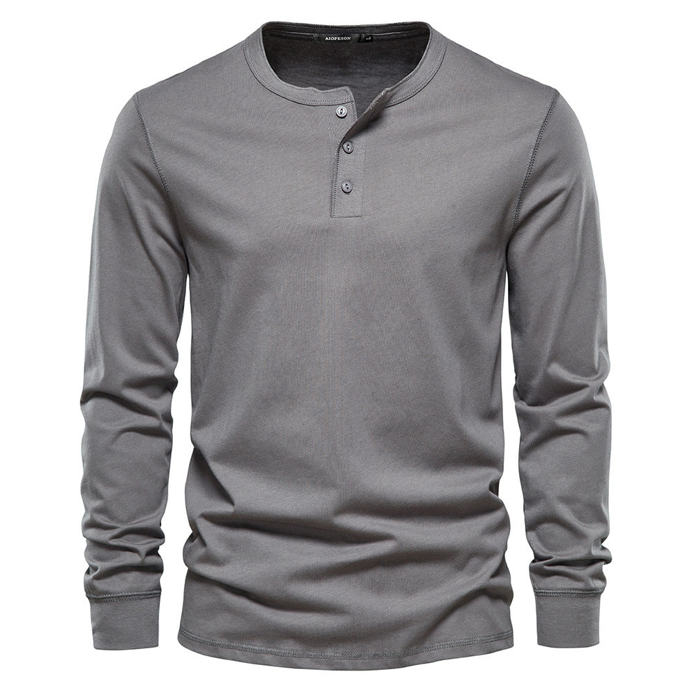 T-shirt homme en maille col mao boutonné manches longues 5