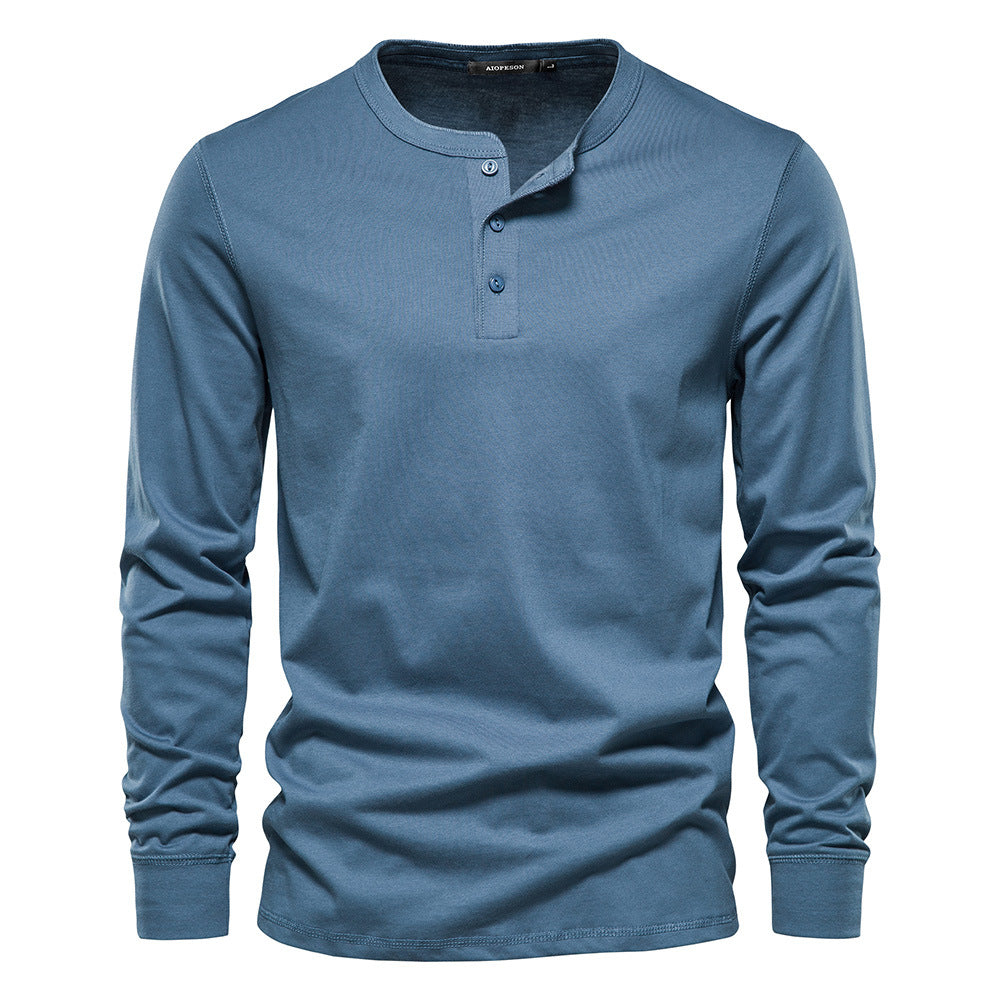 T-shirt homme en maille col mao boutonné manches longues 6