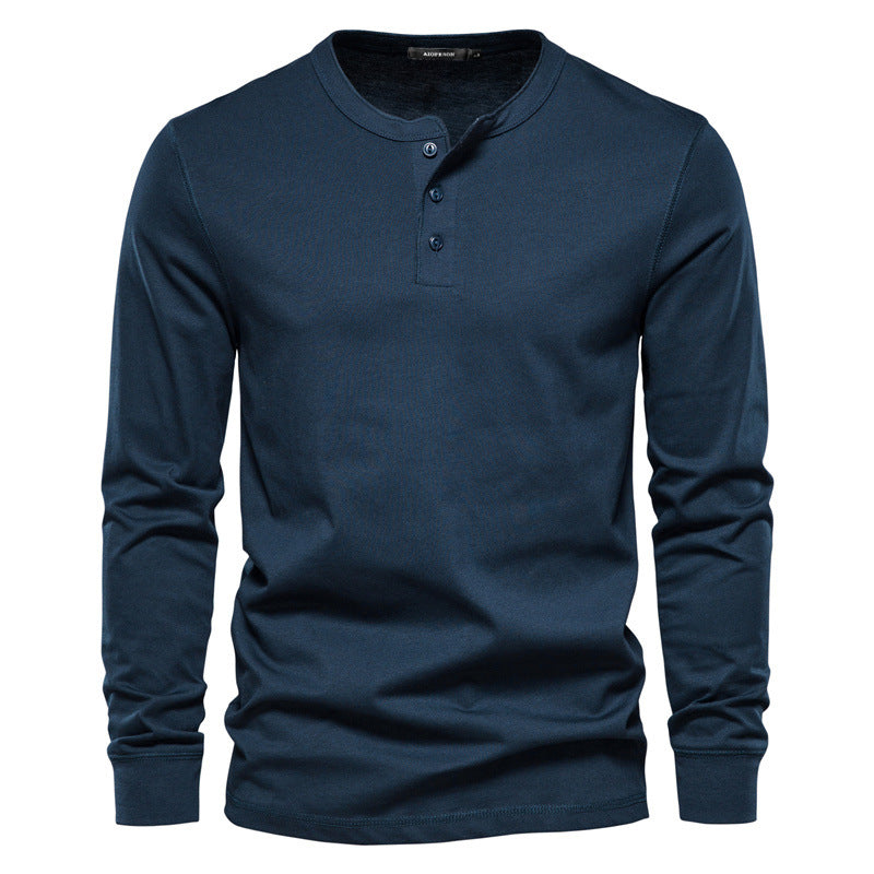 T-shirt homme en maille col mao boutonné manches longues 7
