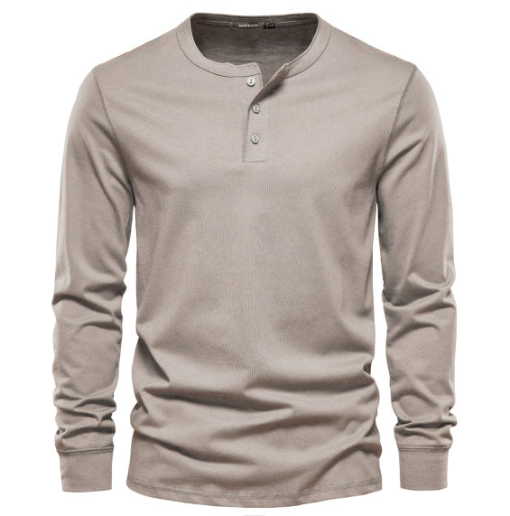 T-shirt homme en maille col mao boutonné manches longues 8