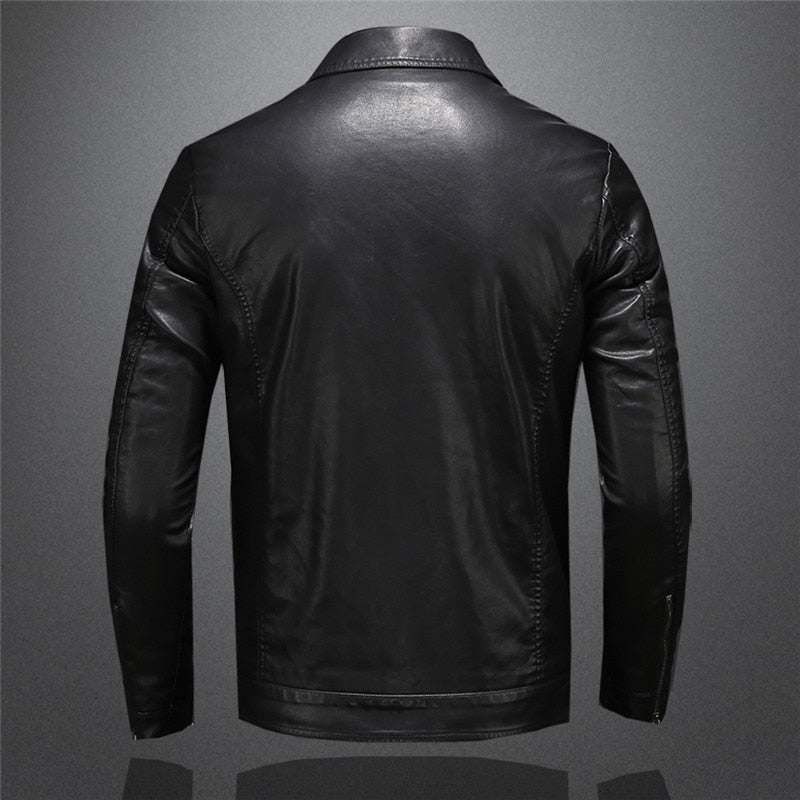 Veste en cuir homme col à revers zippée coupe ajustée 2
