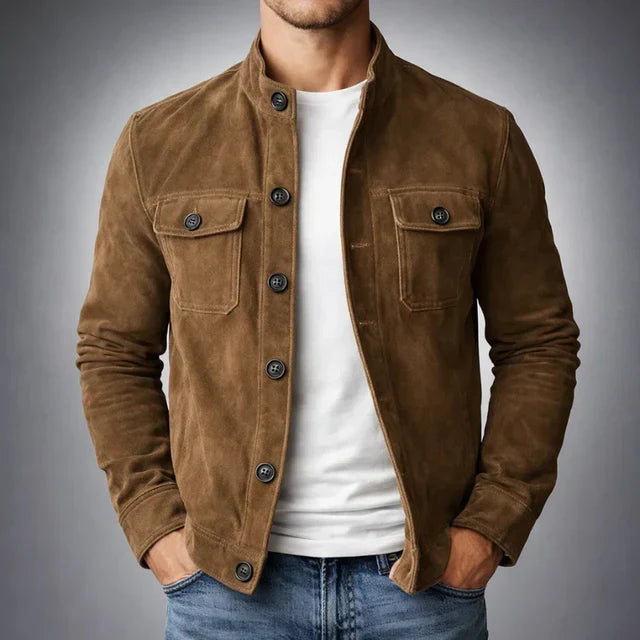 Veste en suède homme à poches poitrine et col chemise 2