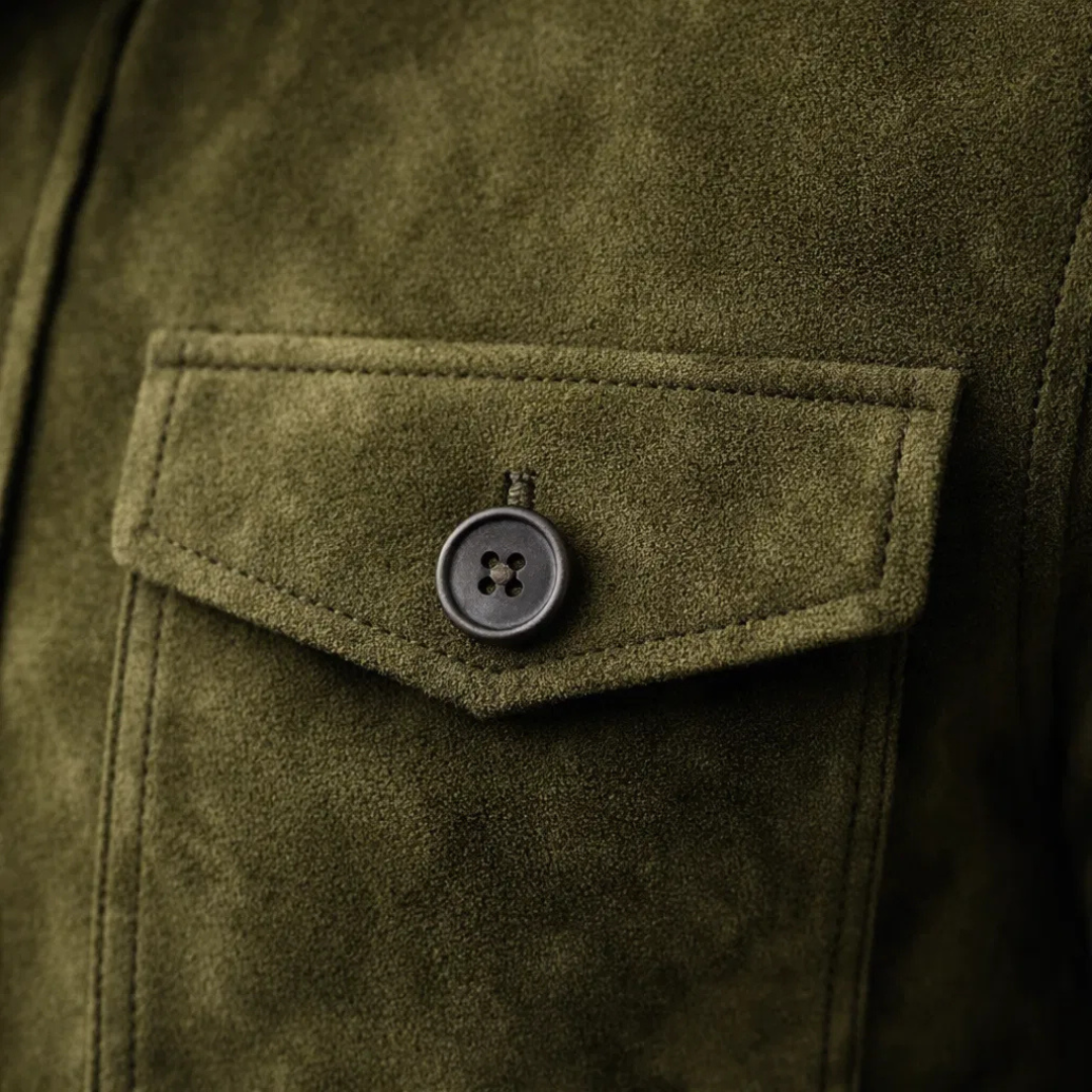 Veste en suède homme à poches poitrine et col chemise 5