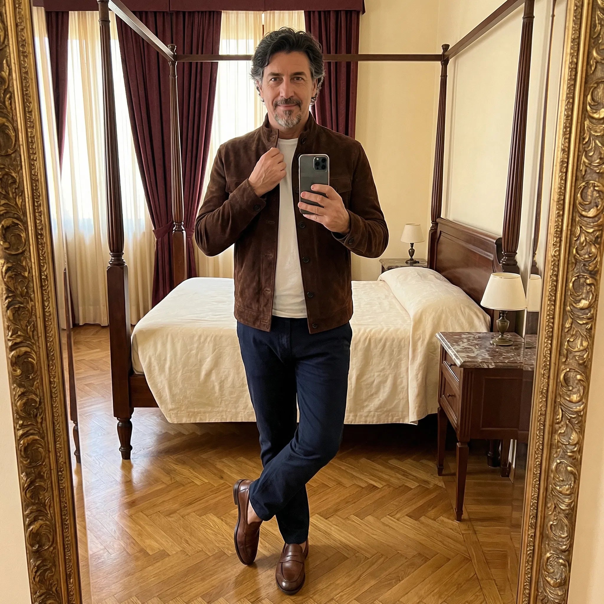 Veste en suède homme à poches poitrine et col chemise 9