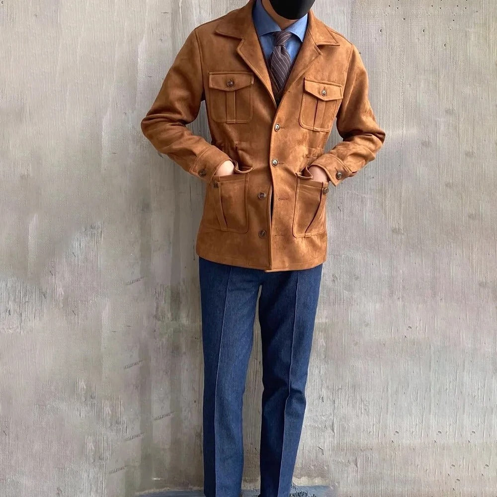 Veste homme boutonnée à col cranté et poches à rabat 1