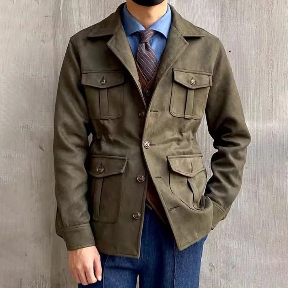 Veste homme boutonnée à col cranté et poches à rabat 2