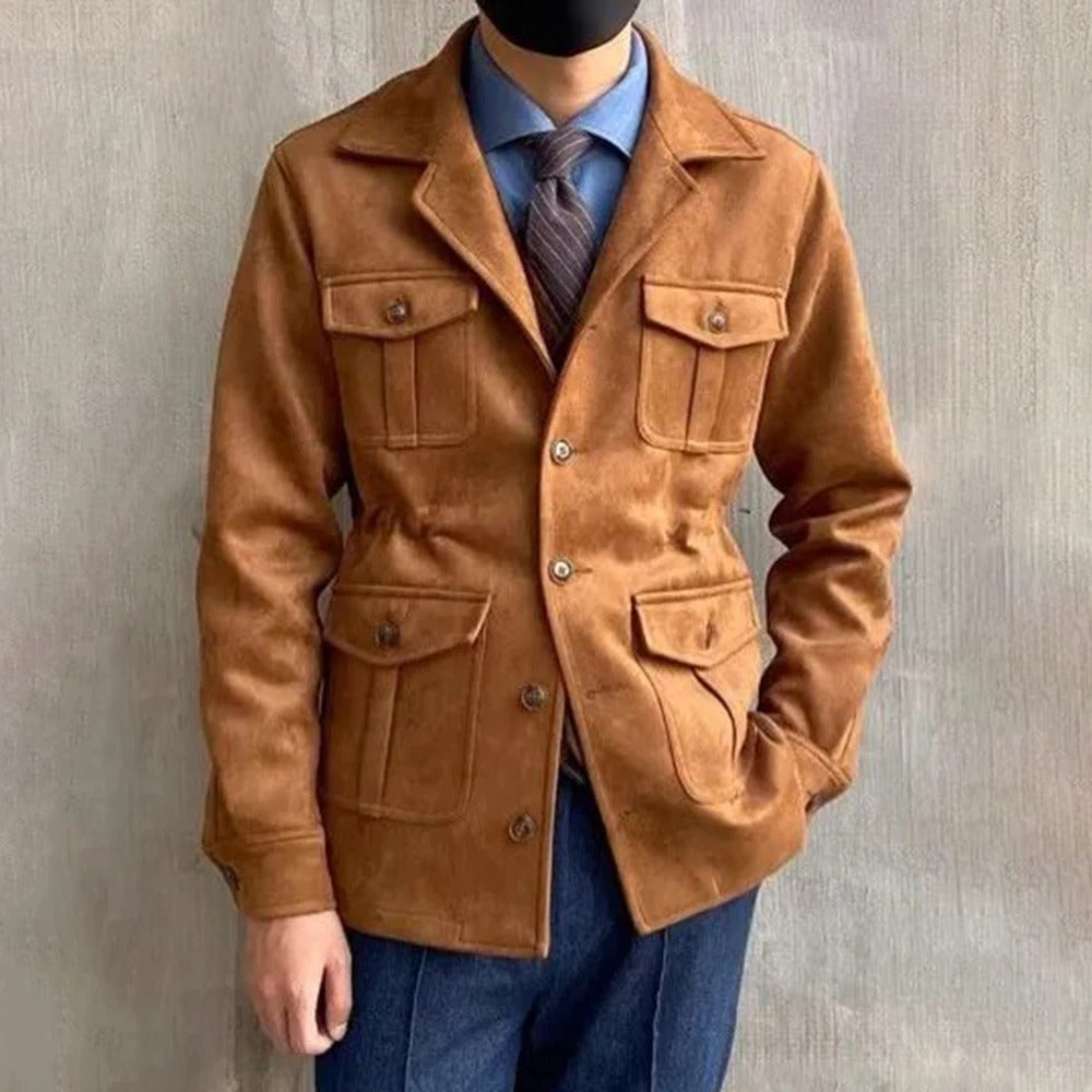 Veste homme boutonnée à col cranté et poches à rabat 4