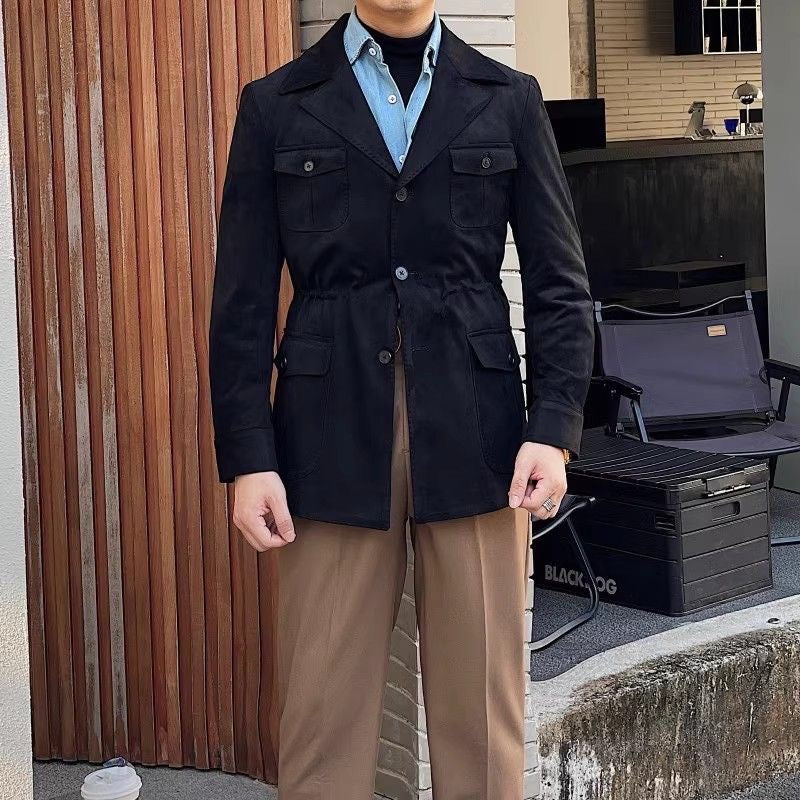 Veste homme boutonnée à col cranté et poches à rabat 8