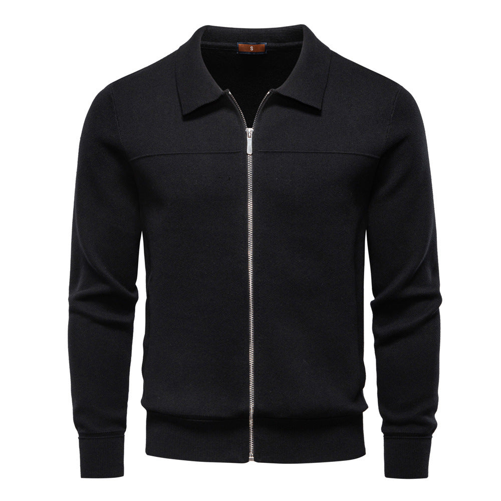 Veste homme en maille zippée à col chemise 1