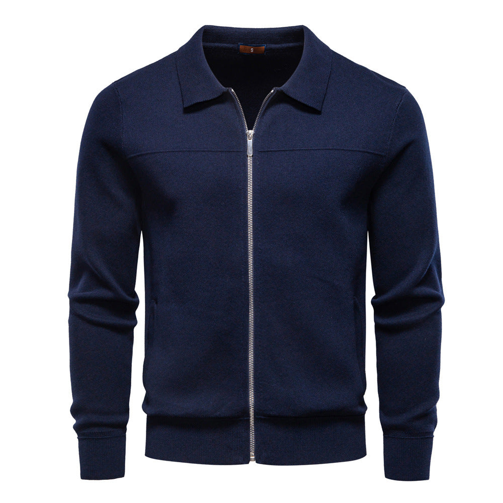Veste homme en maille zippée à col chemise 2