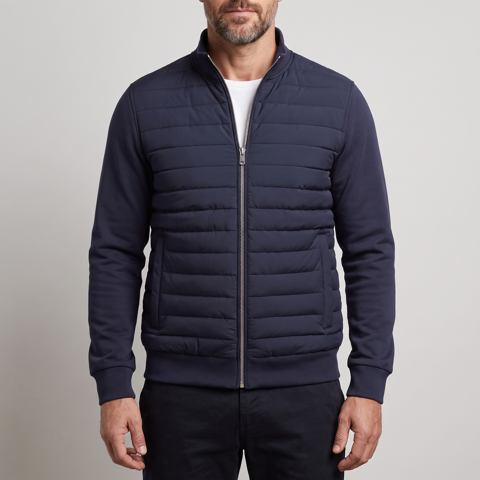 Veste homme matelassée à col montant et fermeture zippée 4