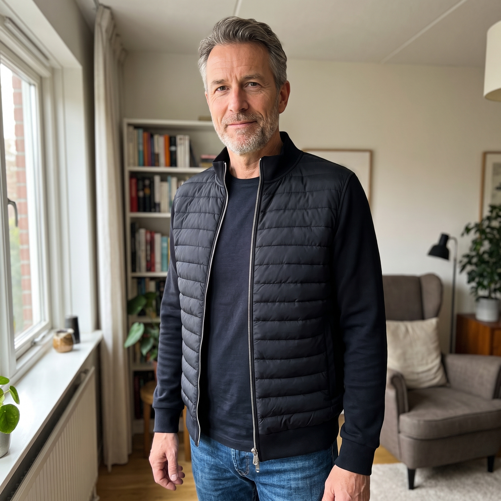 Veste homme matelassée à col montant et fermeture zippée 5