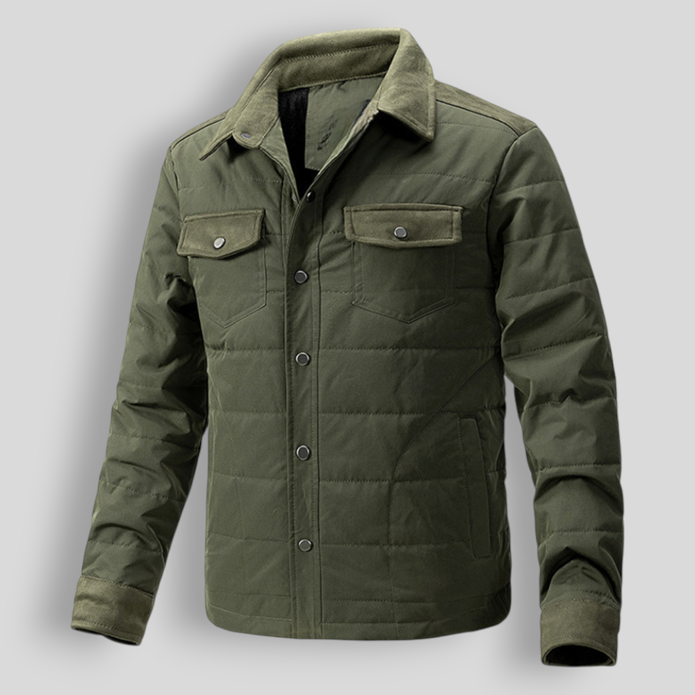 Veste matelassée homme à col chemise et boutons pression 1