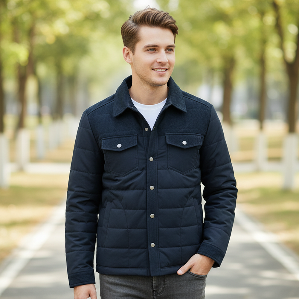 Veste matelassée homme à col chemise et boutons pression 15