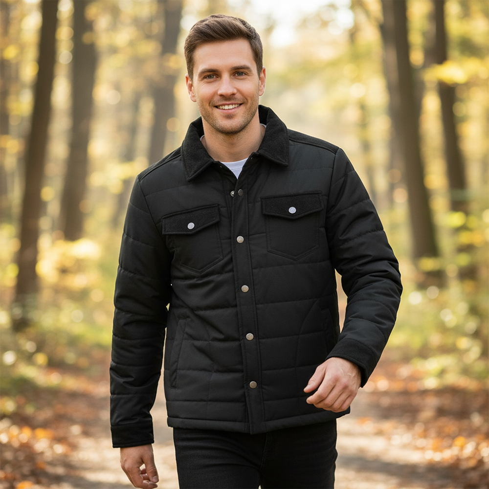 Veste matelassée homme à col chemise et boutons pression 16