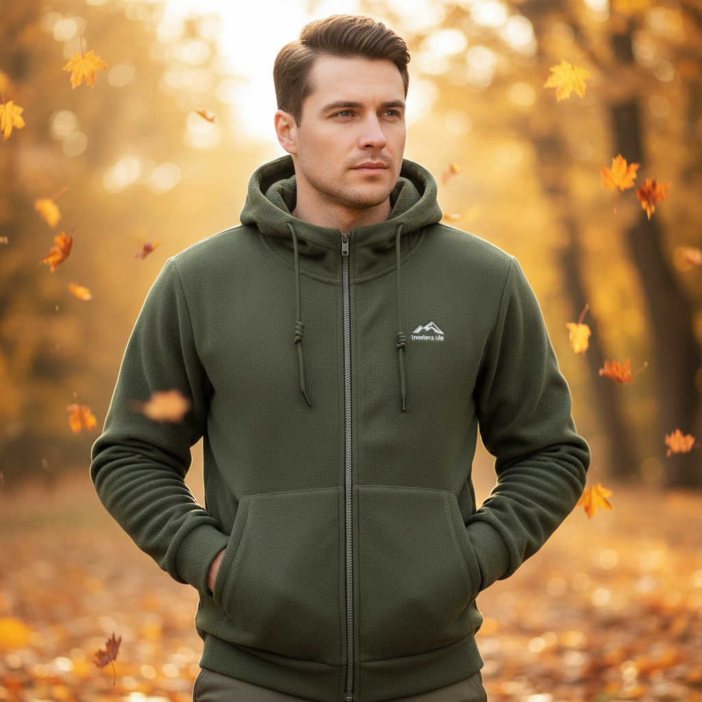 Veste polaire homme à capuche et poches zippées kangourou 6