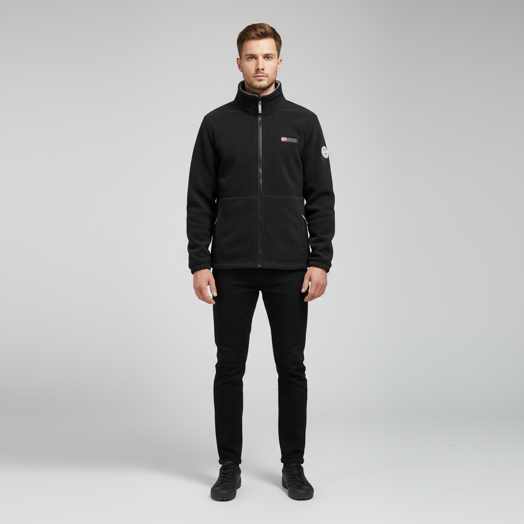 Veste polaire homme classique à col montant et poches latérales 1