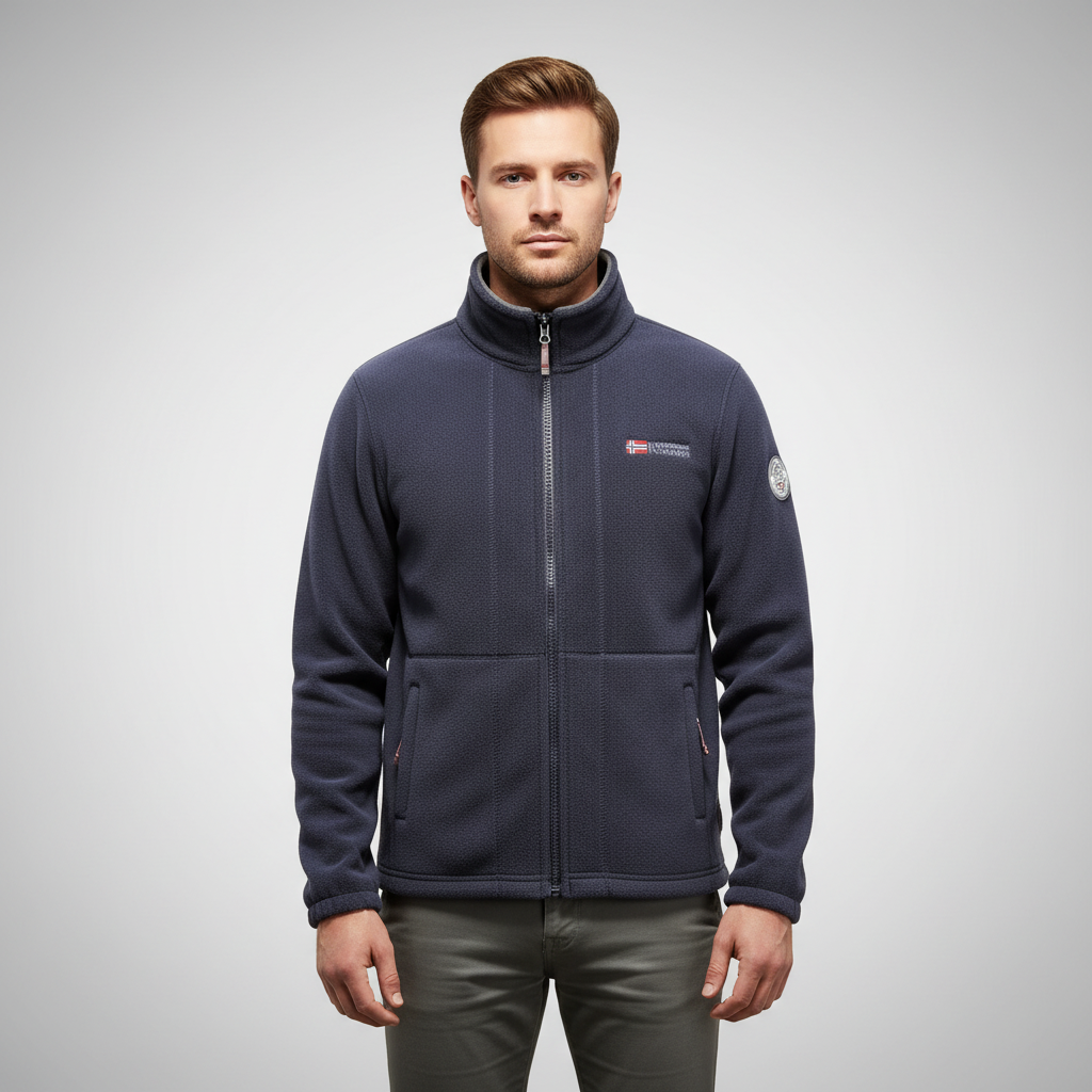 Veste polaire homme classique à col montant et poches latérales 2