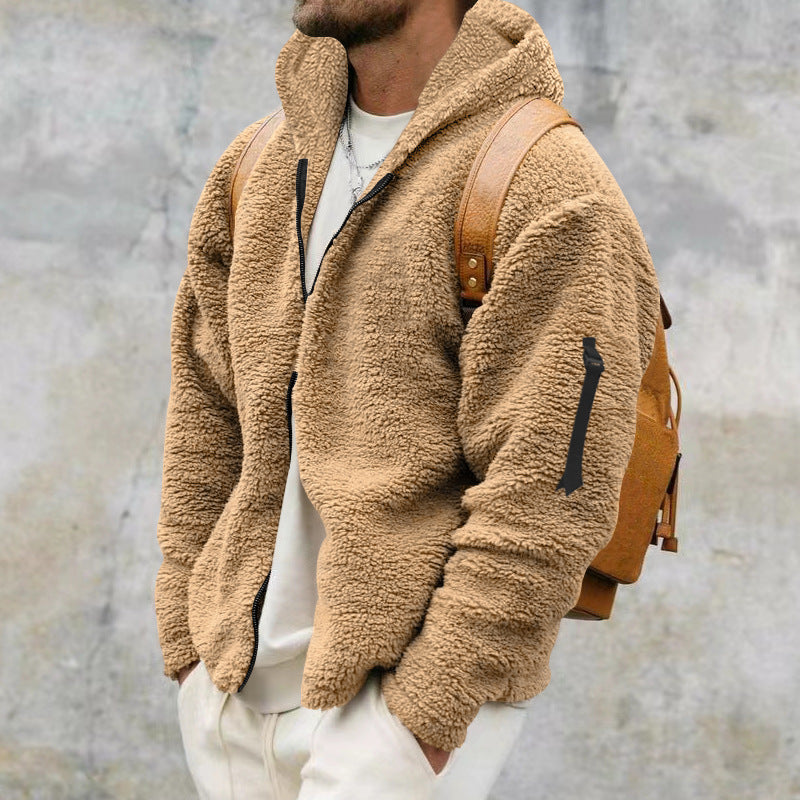 Veste polaire homme sherpa à capuche et poche sur manche 3