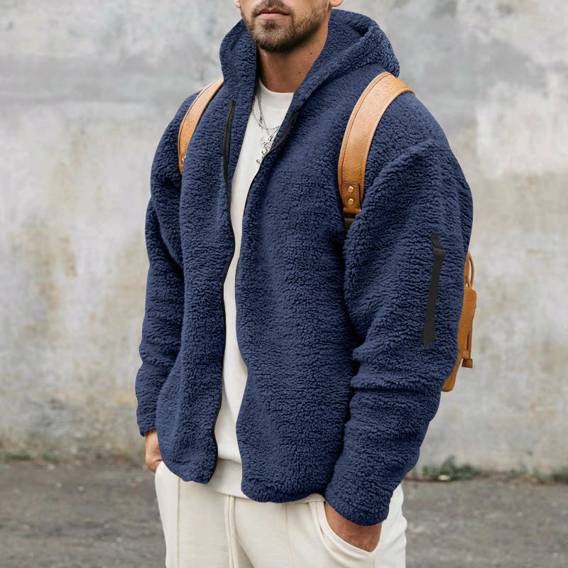 Veste polaire homme sherpa à capuche et poche sur manche 4