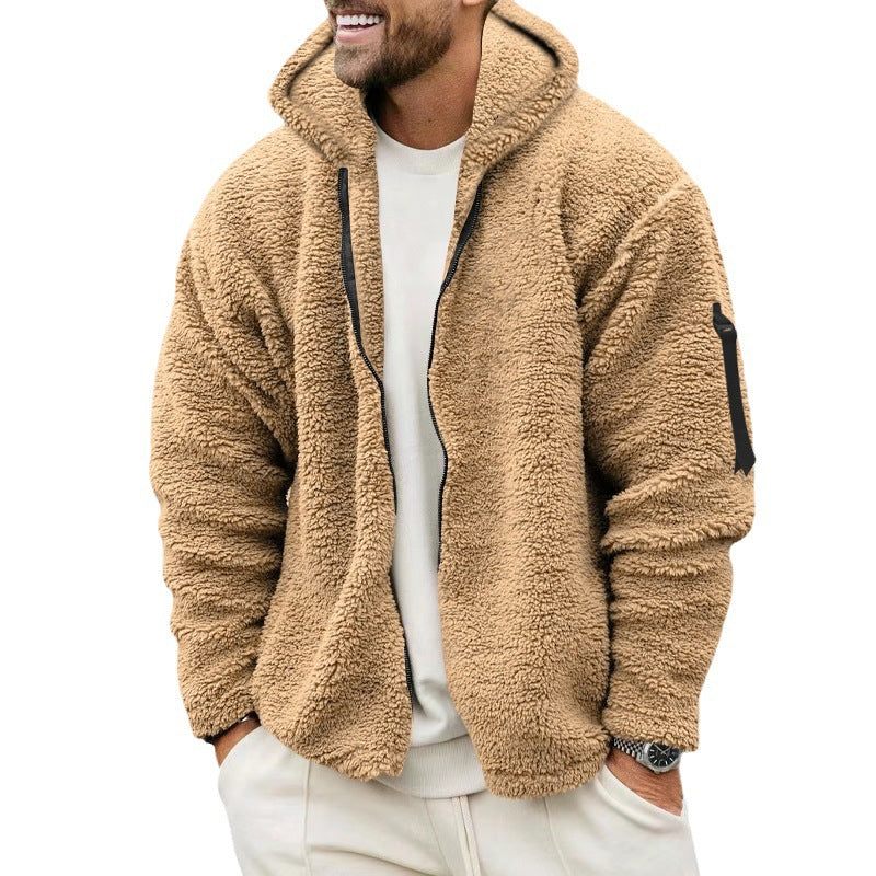 Veste polaire homme sherpa à capuche et poche sur manche 6