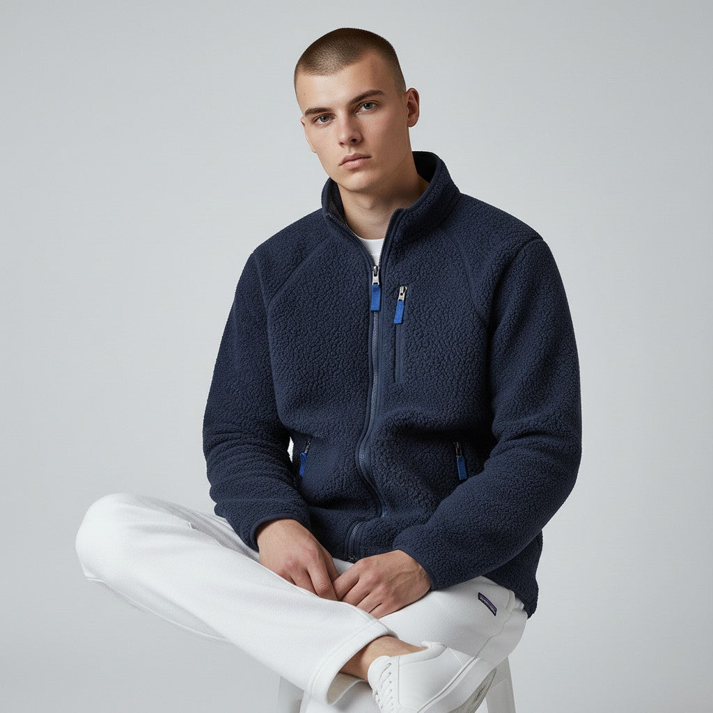 Veste polaire homme sherpa à col montant et poche poitrine zippée 8