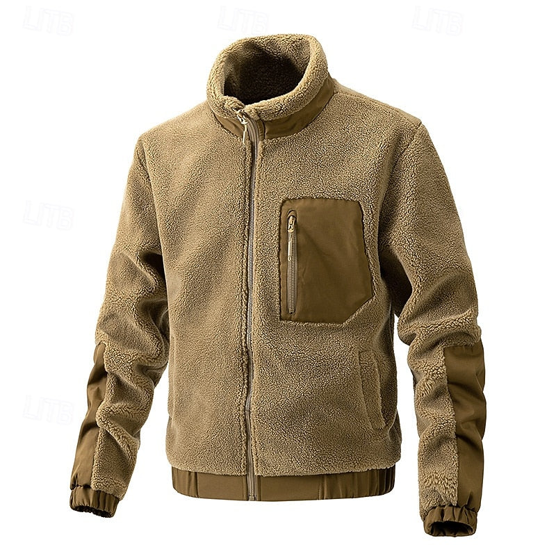 Veste polaire homme sherpa à col montant et poches contrastées 1