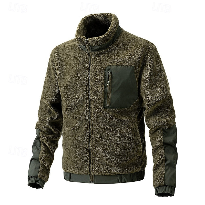 Veste polaire homme sherpa à col montant et poches contrastées 2