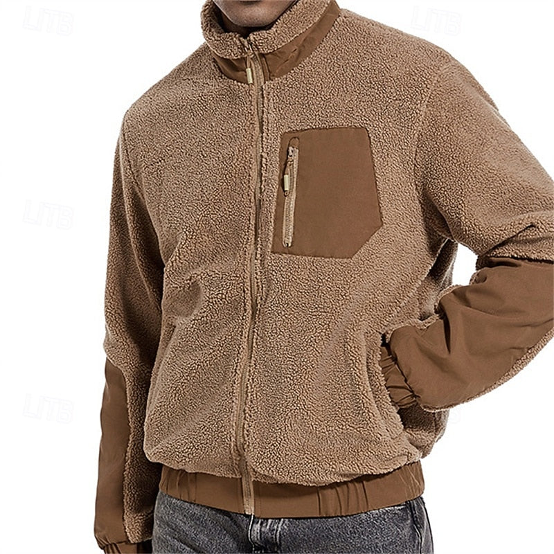 Veste polaire homme sherpa à col montant et poches contrastées 4