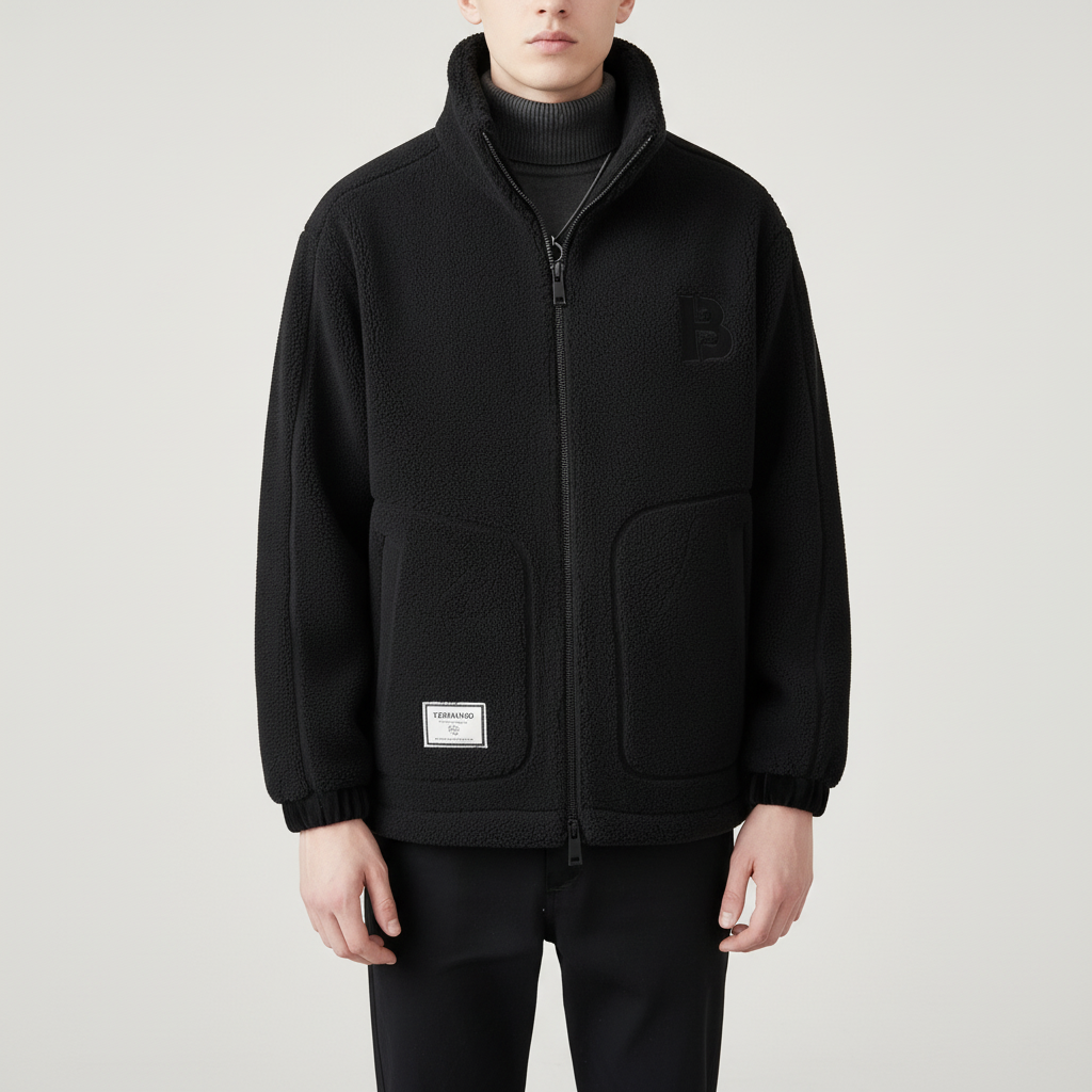 Veste polaire homme sherpa à col montant et poches plaquées 1