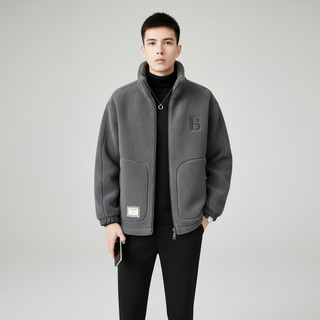 Veste polaire homme sherpa à col montant et poches plaquées 3