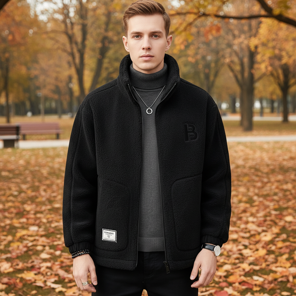 Veste polaire homme sherpa à col montant et poches plaquées 4