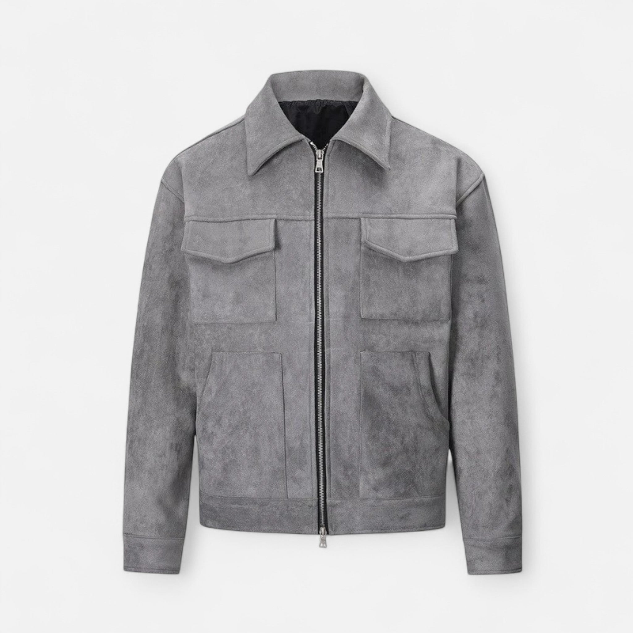 Veste utilitaire homme zippée à col chemise et poches plaquées 1