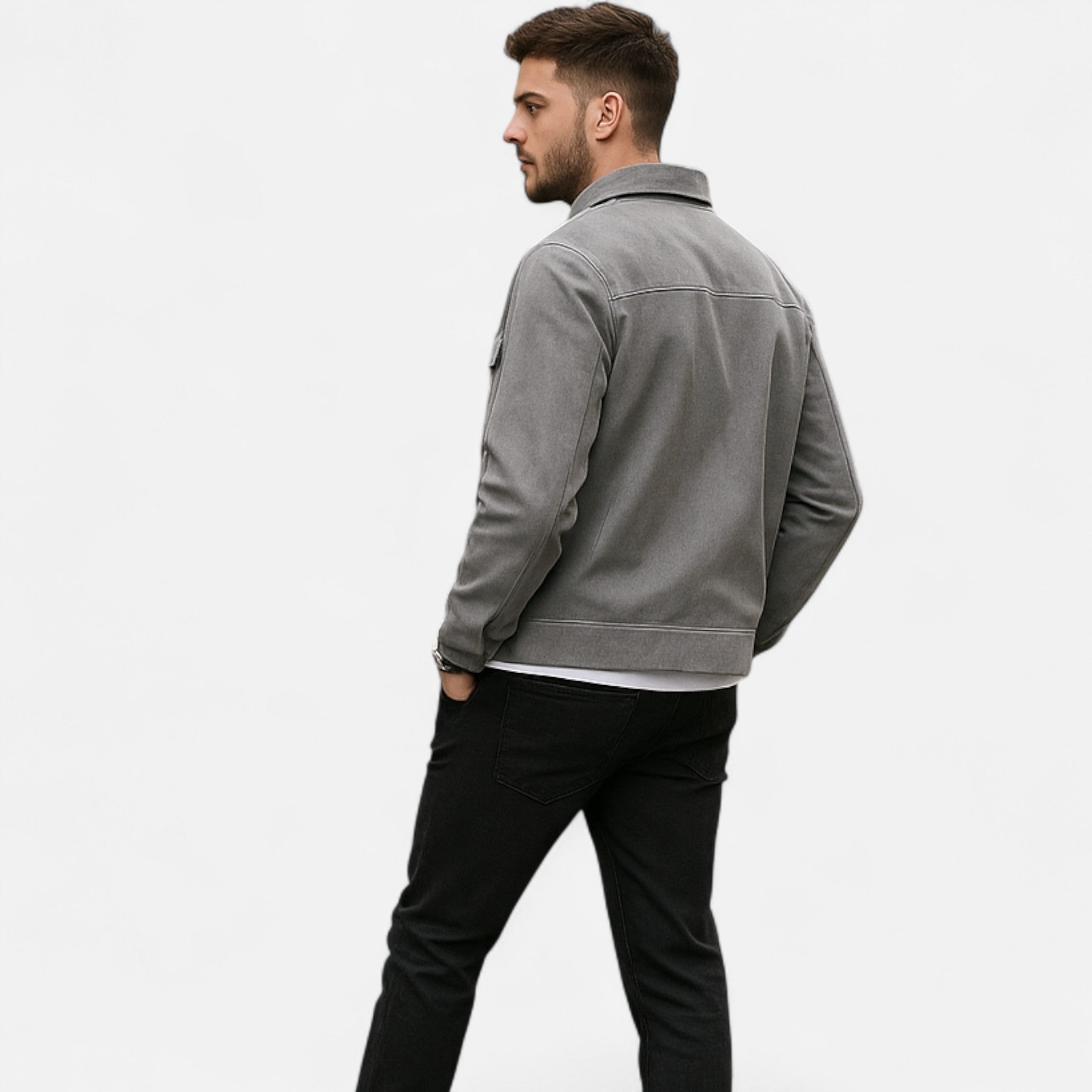 Veste utilitaire homme zippée à col chemise et poches plaquées 4